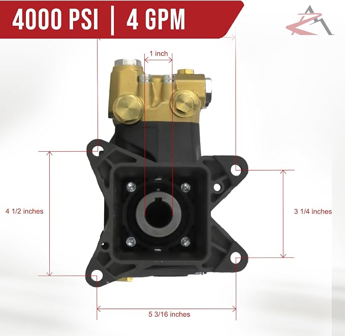 The ROP Shop OEM AR 1" Shaft 4000 PSI Pressure Washer Pump for Comet AWD-K 3030 G, ZWD4040G-K