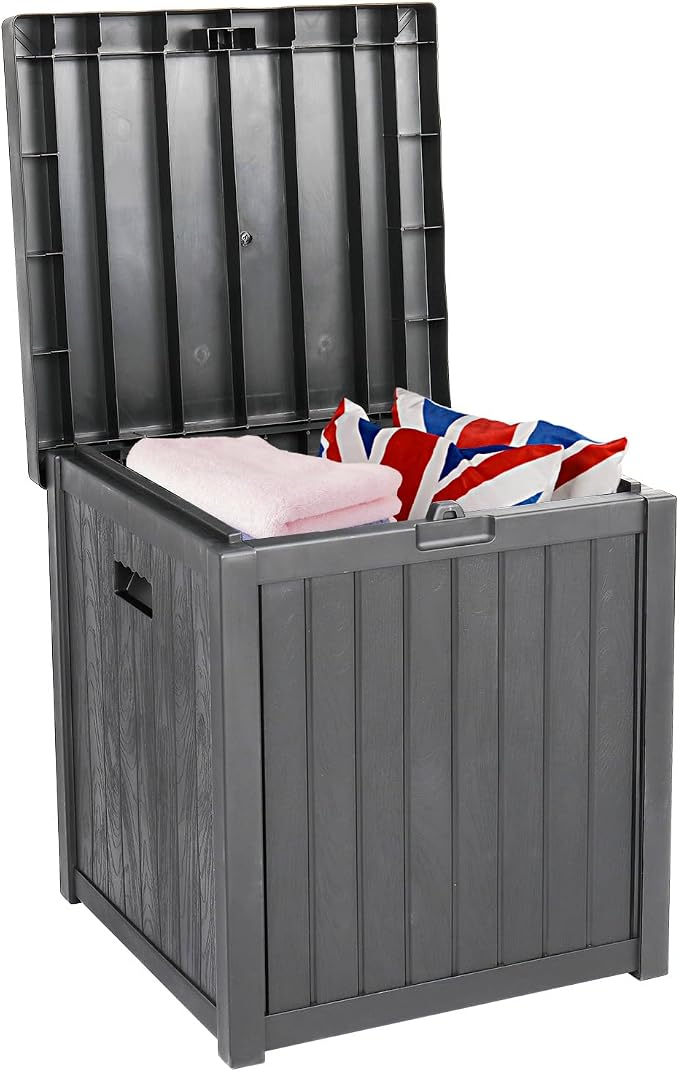 51 Gallon Outdoor Garden Storage Deck Box Outside Storage Waterproof Box Patio Chest for Tools, Cushions, Toys, and More Durable PP Plastic Assembly Hardware Included 51 Gal Capacity Grey