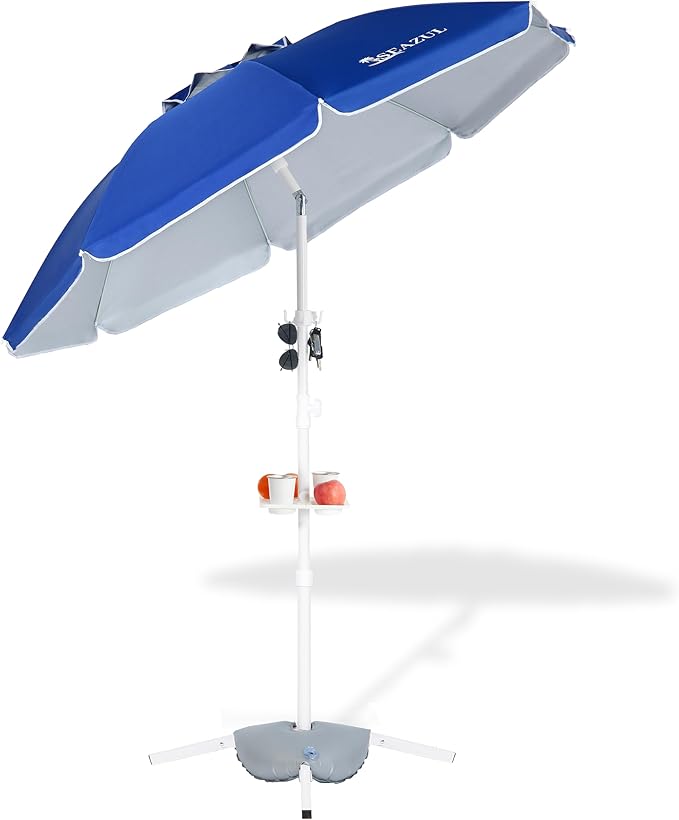 Seazul 6.5ft Sun Shade Umbrella, Portable Umbrella with Stand for Sports, Water Weight Bag, Adjustable and Lightweight, Sun Protection, Royal Blue