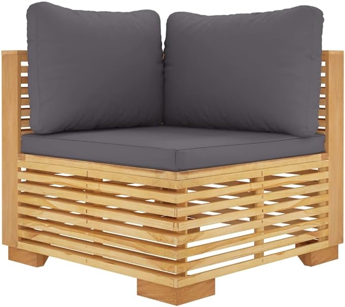 vidaXL Patio Loveseats 2 Pcs, Sectional Furniture Corner Sofa, Patio Conversation Set for Balcony Deck Garden, Modern Style, Solid Wood Teak
