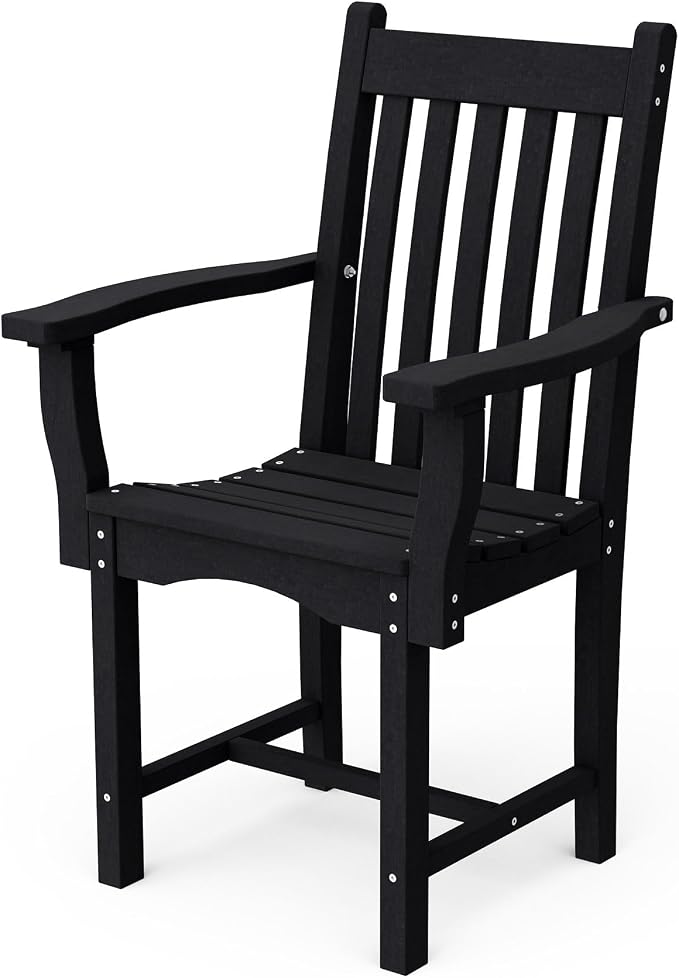 Wildridge Classic 7-Piece 44"x84" Dining Set, Black - Outdoor Weather Resistant Recycled Plastic Furniture for Patio
