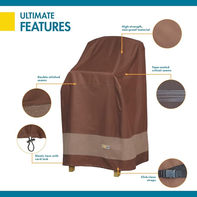 DUCKCOVERS Ultimate Waterproof 26 Inch Bar Chair & Stool Cover, Patio Furniture Covers