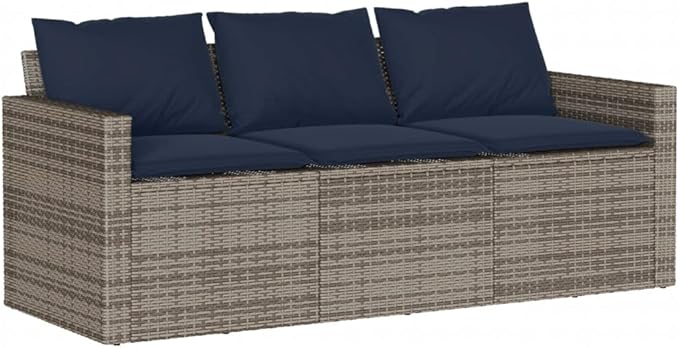 2 Piece Patio Dining Set with Cushions, Porch Furniture Set Sectional Sofa Patio Conversation Set Outdoor Lounge Sets for Piazza Garden Negotiation Area Poolside Gray Poly Rattan