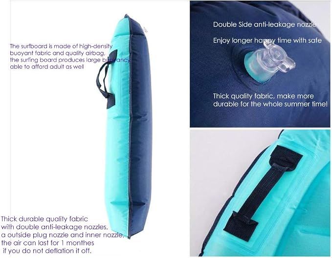 Inflatable Boogy Boards for Beach Travel Toys, 30” Cavas Slip Slide Water Park Body Surfing Board with Handles, Summer Fun Water Pool Game Toys for Kids 4,8,12 Ages