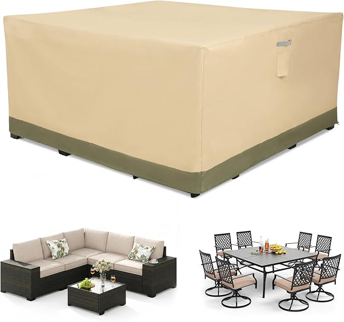 BPS Patio Furniture Cover for Outdoor Table and Chairs, 600D Waterproof and Anti-UV Patio Sectional Set Cover for Outside General Purpose Furniture, 86''L x 86''W x 32''H