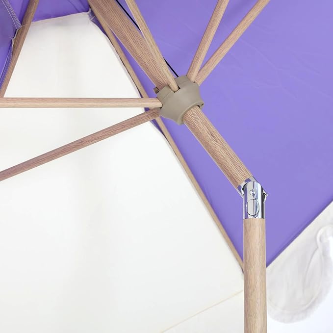 Tempera 9ft Purple Scalloped Patio Umbrellas Outdoor Table Umbrellas with Fade Resistant Canopy, 8 Sturdy Rids, Elegant Vintage Umbrellas for Lawn, Pool, Deck, Balcony