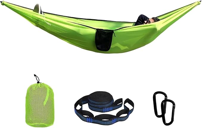 Camping Hammock， Outdoor Camping Hammock with Tree Straps Up to 660lbs(Green)