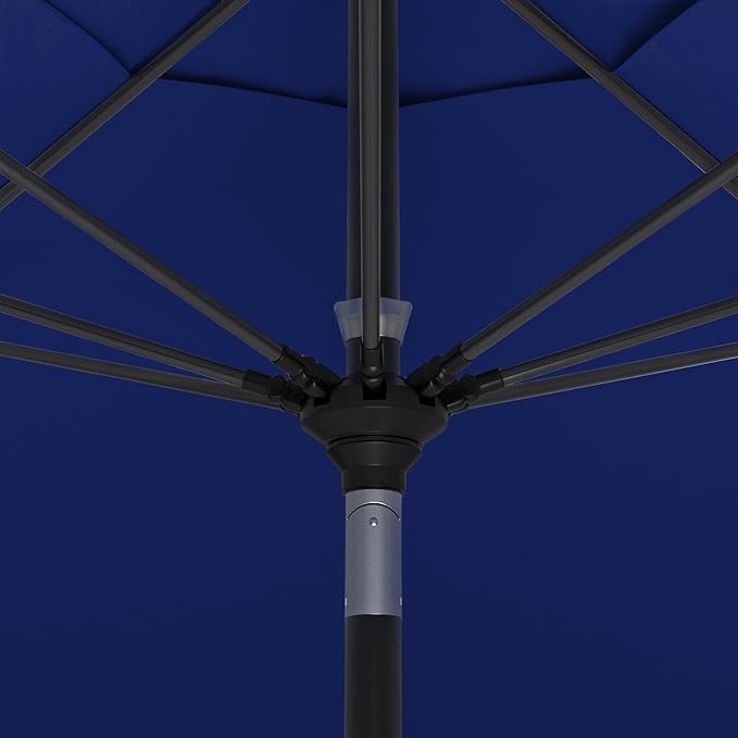 California Umbrella 11Ft Sunbrella Patio Umbrella, Fiberglass Ribs, Hand-Crank, Tilt-Collar, Black Frame, True Blue Fabric