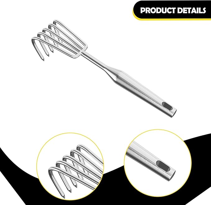 Hand Rake Stainless Steel Heavy Duty Garden Rake Weeding Tool Ergonomic Claw Rake Soil Tiller Portable Planting Rake Suitable for Flower Beds Yard Wor , 5 Tine