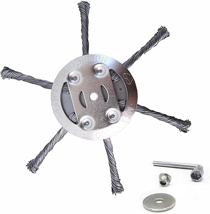 Voltriox Trimmer Head for Weed Eater, Heavy Duty Wire Brush Cutter Attachment with Adapter Kit, Weed Removal Tool for Grass, Moss, Pavement Cracks and Yard Maintenance, Fits Trimmers (1PC)