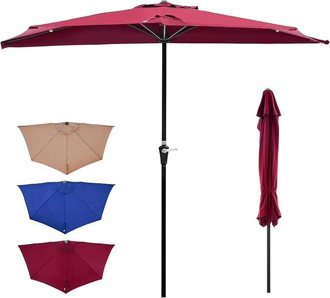 OLIXIS 9FT Patio Umbrella with Tilt and Crank Button & Sturdy Ribs Waterproof, 9Feet Patio Table Umbrella Perfect for Poolside, Terrace, Beach and Outdoor Restaurant