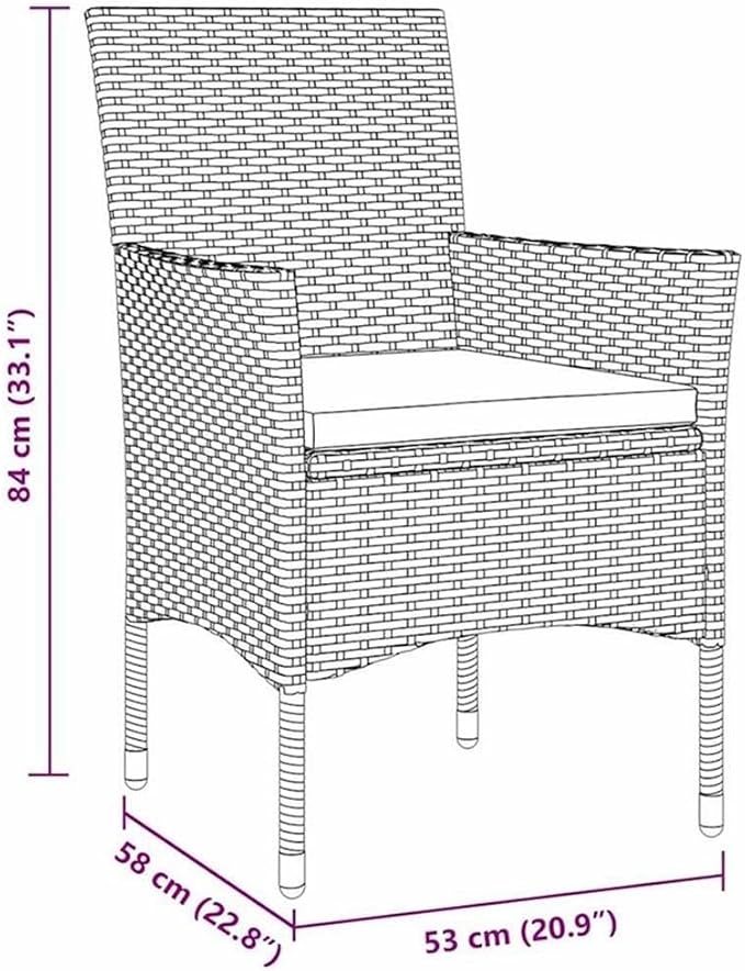 Afuera Living 5 Piece Poly Rattan Patio Dining Set, Gray Finish, Weather-Resistant Cushions, Powder-Coated Steel Frame, Tempered Glass Tabletop, Seating for 4, Modern Outdoor Furniture for Backyard