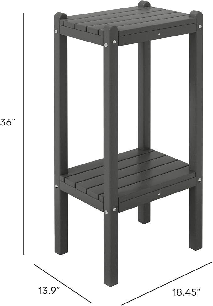 WestinTrends Malibu 36" Outdoor Adirondack HDPE 2-Tier Patio Side Table, White