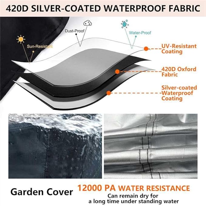 Patio Furniture Cover 110" L x 84" W x 28" H - Heavy Duty Outdoor Patio Table & Chair Cover, Waterproof UV Resistant Dustproof Protector for 8-12 Seats Sectional Sofa, Black