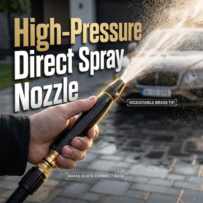 High Pressure Power Washer Nozzle with Metal Connector Set, Nozzle Power Washer for Garden Hose, Sturdy Cleaning Accessory for Car Washing and Outdoor Cleaning (1 Set)