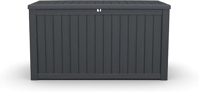 180 Gallon XXL Large Outdoor Deck Box, Waterproof Lockable Resin Patio