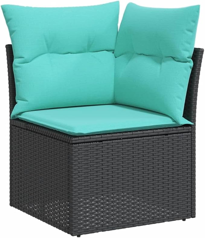 9 Piece Patio Sofa Set with Cushions, Patio Conversation Set Outdoor Sofa Sets Outdoor Dining Sets Porch Furniture Set for Piazza Negotiation Area Poolside Exhibition Black Poly Rattan