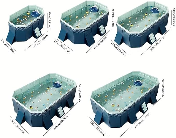 Montary Foldable Large Non - Inflatable Rectangular Swimming Pool for Family - Hard Plastic Shell, Oversized Thickened Design, Portable Collapsible Backyard Pool - 82.7"x54"x19.7"