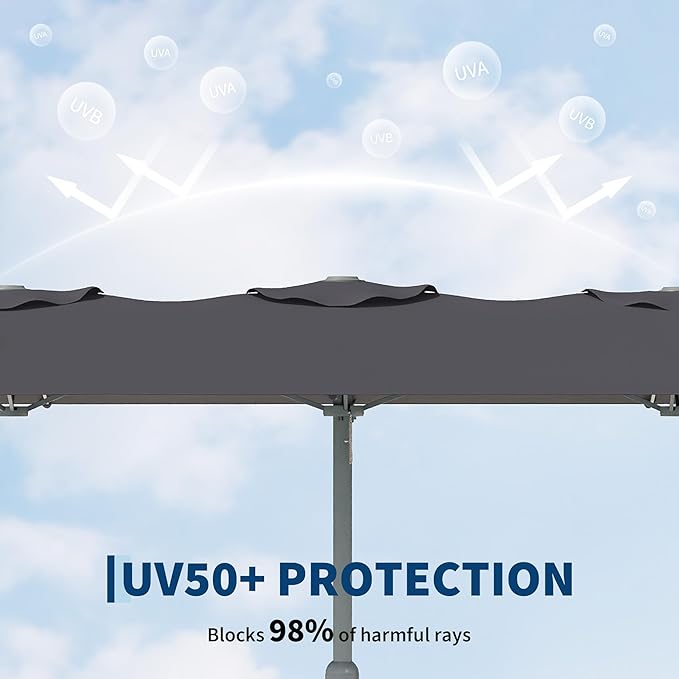 9x15 ft Large Outdoor Umbrella with Base Included, Extra Wide Patio Umbrella with UV Protection, Heavy Duty Backyard & Pool Umbrella with 12 Ribs for Garden Patio Balcony