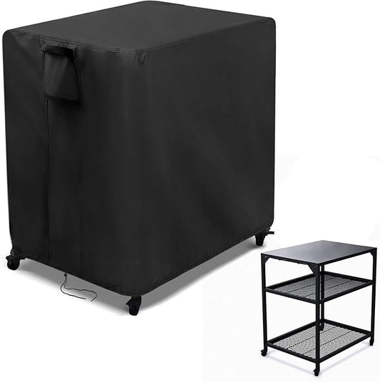 Kingling Outdoor Pizza Oven Table Cover for Ooni Medium Table, Waterproof Outdoor Grill Prep Table Cover Pizza Oven Stand Cover - 32''L x 24''W x 35''H(Black)