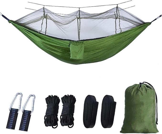 Hammock Portable Outdoor Camping Leisure Double Mosquito Net Hammocks Garden Travel Tourist Nature Hike Sleeping Hanging Hammock Swing Quick-Opening(Style 11)
