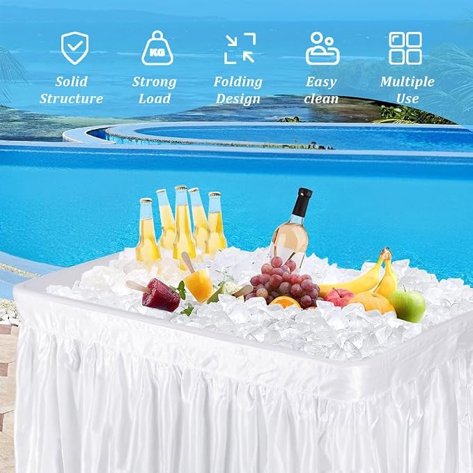 5 Foot Folding Ice Cooler Table with Drain and Dual Basins — Portable Fill and Chill Beverage Table for Parties, BBQ, Camping & Outdoor Events, 440 lb Capacity Ice Bin, No Assembly Required