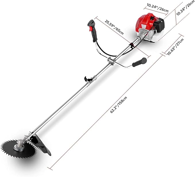 COOCHEER 58cc Brush Cutter Weed Wacker Gas Powered 4-in-1 Weed Wacker Straight Shaft String Trimmer with 2 Detachable Head for Grass, Garden