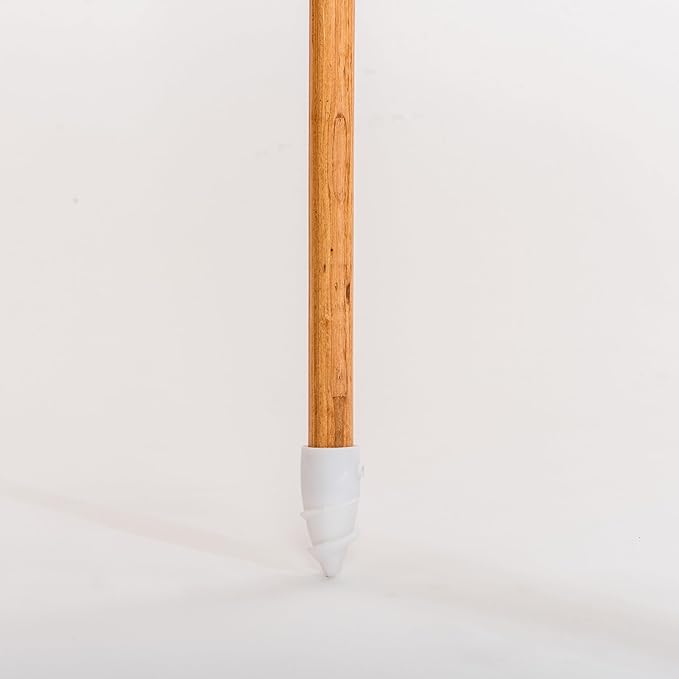 Business & Pleasure Co. Holiday Umbrella - Boho Beach Umbrella with White Fringe, UPF 50+, 1" Tilting Wood Pole, 5’ x 6.5’, Ocean Mimosa Stripe