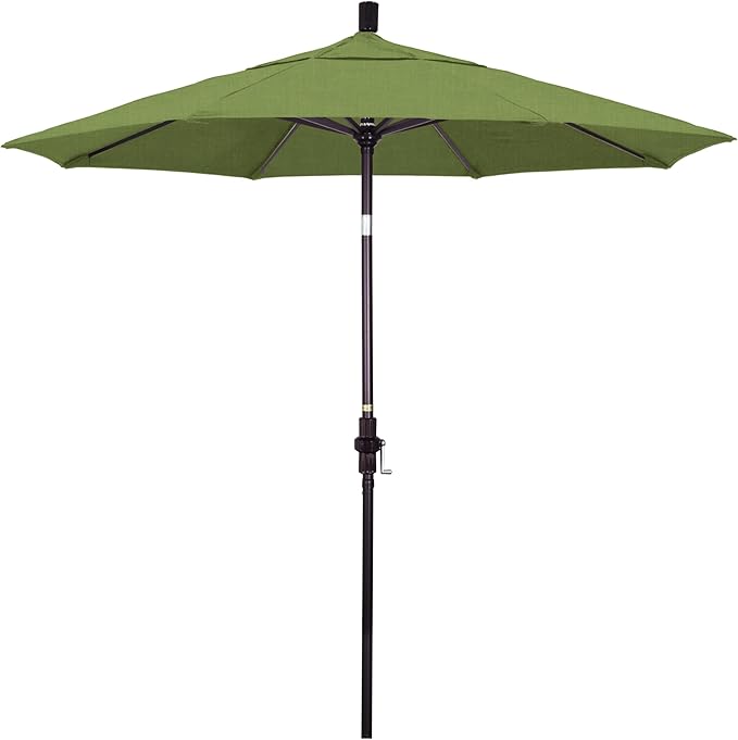 California Umbrella 7.5' Rd. Aluminum Patio Umbrella, Crank Lift, Collar Tilt, Bronze Pole