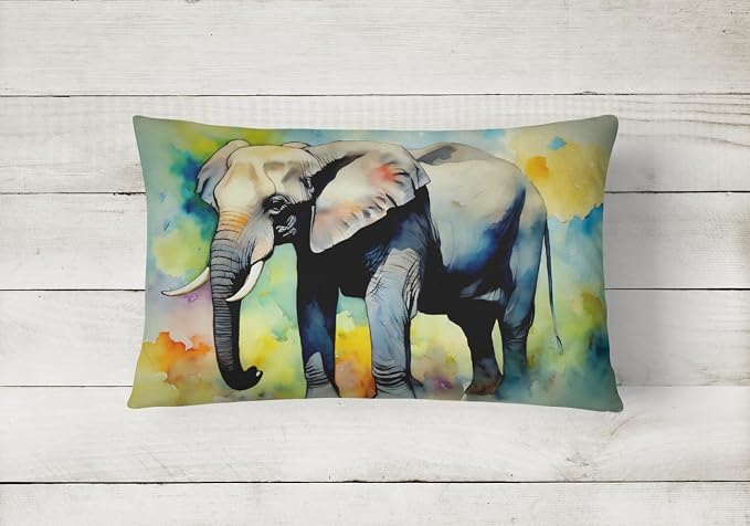 Caroline's Treasures DAC2905PW1216 Elephant Throw Pillow Machine Washable, Indoor Outdoor Decorative Pillow for Couch, Bed or Patio, 12HX16W