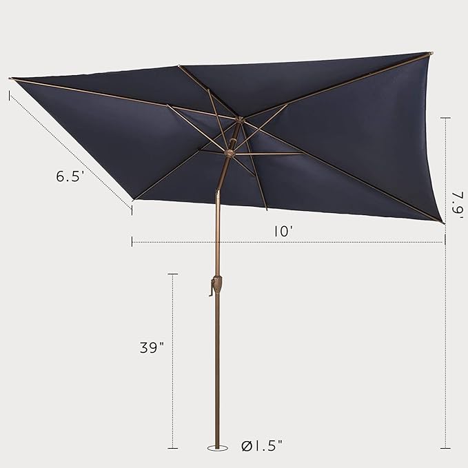 Abba Patio 6.5FT Outdoor Patio Umbrella Outdoor Table Umbrella with Crank Market Umbrella 6 Sturdy Ribs UV Protection Waterproof and Push Button Tilt for Garden Deck Backyard Pool,Dark Blue