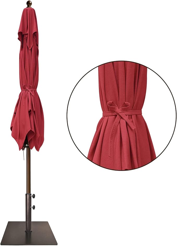EliteShade USA 10-Year-Non-Fading 6x6Ft Square Market Patio Umbrella, UPF 50+ UV Protection Performance Sun Umbrella, Heavy Duty Commercial Grade Outdoor Table Umbrella with Crank, Windproof Vented Top for Garden, Pool, Deck and Outdoor Playsets, Burgundy