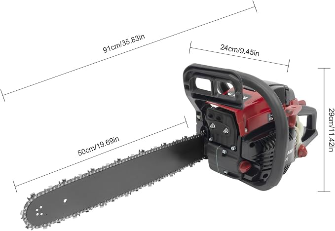 Gas Chainsaw, 58CC 2-Stroke Gasoline Powered Chain Saw 20Inch Cutting Gasoline Chainsaw with Chain & Guide Bar, Petrol Chain Saw Gas Sawing Garden Tool for Wood Cutting Tree Trimming, 10000Rpm