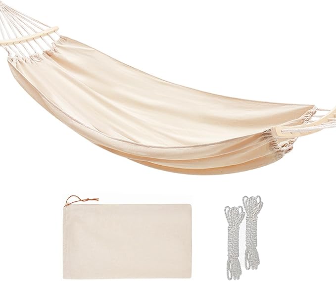 Double Hammock 2 Person Load 700 Pound Canvas Hammock for Patios Porch Garden Backyard Lounging Outdoor and Indoor Use