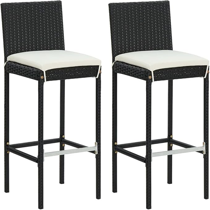 Patio Bar Set with Cushions,Garden Table and Chairs Sets,Garden Conversation Sets, Outdoor Patio Furniture,for Patio,Backyard,Garden,3 Piece Black