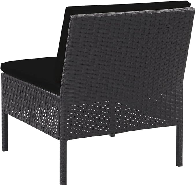 Patio Lounge Set with Cushions,Outdoor Furniture,Outdoor Furniture Sets,Patio Conversation Sets,for Garden,Deck,Backyard,6 Piece Poly Rattan Black