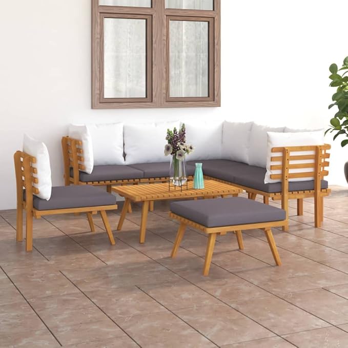 Patio Lounge Set with Cushions,Patio Furniture Sets,Patio Conversation Sets,Outdoor Furniture Sets,for Garden,Backyard,Outdoor,8 Piece Solid Acacia Wood