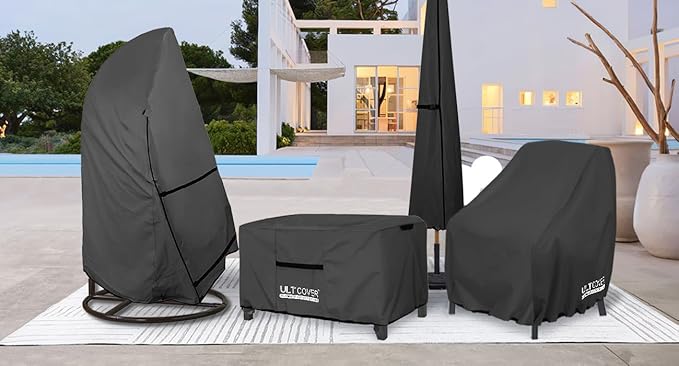 ULTCOVER Patio Coffee Table Cover, Waterproof Rectangular Outdoor Small Side Table Cover 42x24x18 inch, Black