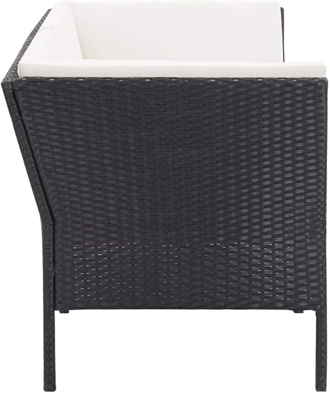Patio Lounge Set with Cushions,Outdoor Furniture,Outdoor Furniture Sets,Patio Conversation Sets,for Garden,Deck,Backyard,6 Piece Poly Rattan Black
