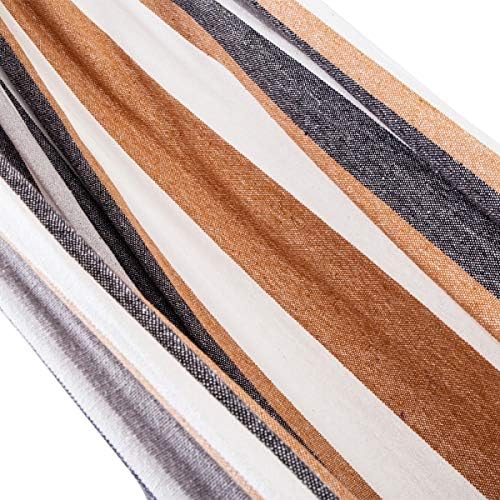 Thxbye Professional Black & Silver Flowers Hammock Stand with Polyester Coffee Stripe Hammock