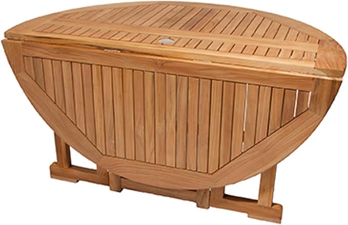 Royal Teak Collection DLT6 Round Drop Leaf Teak Table, 72-Inch