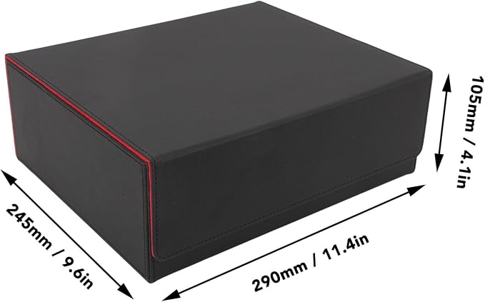 Fydun Large Capacity Card, Deck Box 3 Rows Magnetic Closure Boxes with PU Leather Storage Box/Cover for Game Cards Tarot Black Cover Grey Lining Holds More Than 1800 Sheets (#2)