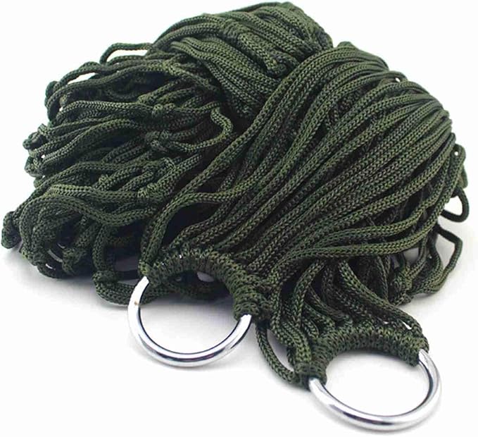 Camping Hammock, Comfortable Hanging Bed, Nylon Mesh Rope Hammock, Portable Outdoor Camping Net for Hiking Adventures, Weekend Getaways, and Backyard Relaxation