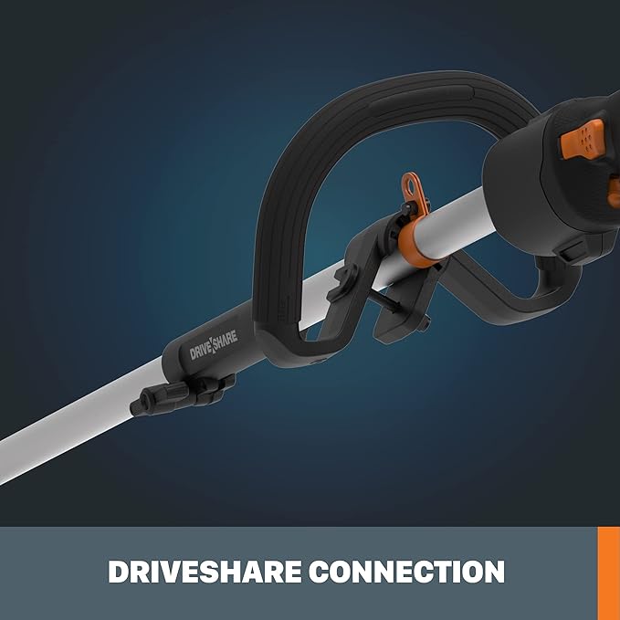 WORX WG186 40V Nitro Power Share Cordless Attachment-Capable Driveshare 15" String Trimmer with WA0223 40V Nitro Driveshare 8" Universal Lawn Edger Attachment