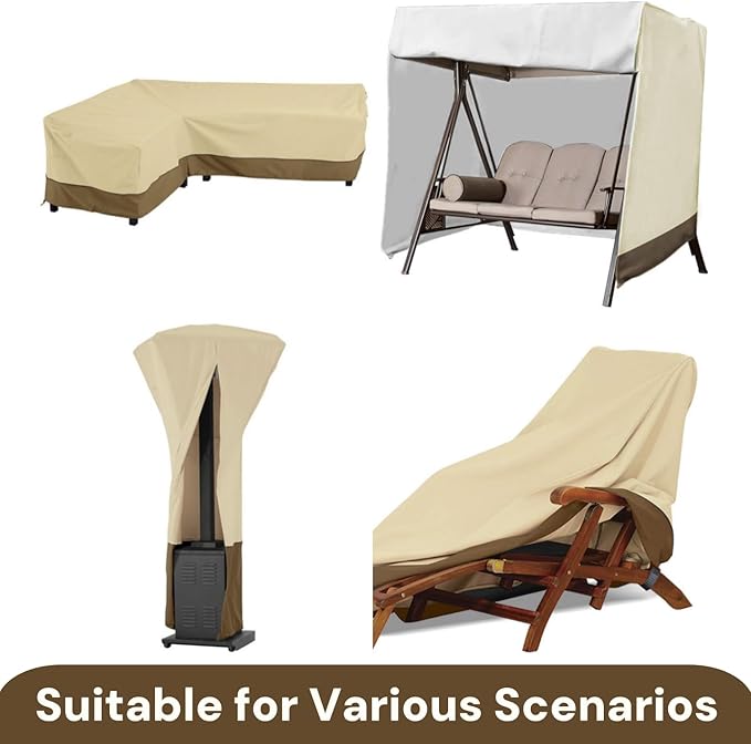 SINCERE Custom Size Patio Furniture Covers, Tailored Outdoor Waterproof Table Chair Set Cover, Heavy-Duty All-Weather UV Protection Bespoke Garden Sectional Sofa Couch Dust Covers, Fade Rust Resistant