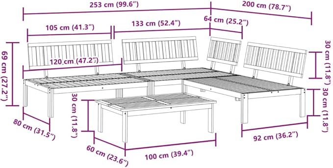 vidaXL Patio Pallet Sofa Set - 4 Piece Outdoor Conversation Set, Solid Acacia Wood, Brown, Modular Design for Garden, Patio, Terrace