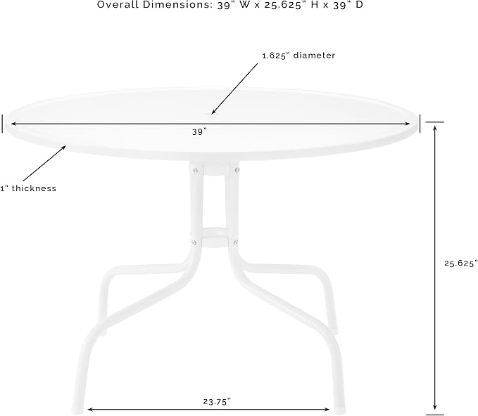 Crosley Furniture Tulip 5-Piece Outdoor Dining Set for 4, Vintage Retro Metal Round Patio Table and Chairs, Lavender Gloss/White Satin