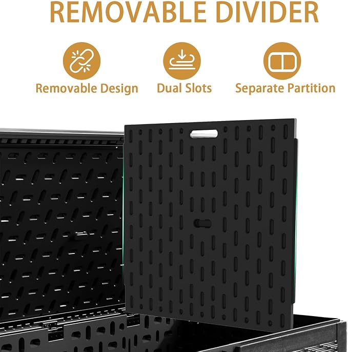 260 Gallon Deck Box Waterproof, Resin Outdoor Storage Box Extra Large Lockable with Divider and Lifter Prevent Water Seeping into from Floor for Patio Cushions