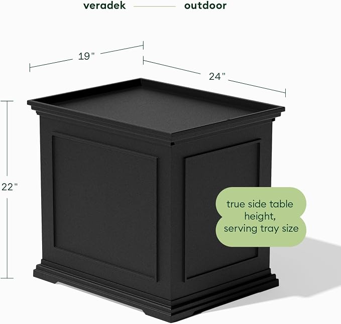 Veradek 30-Gallon Brixton Tray Table - 2-in-1 Outdoor Side Table with Storage + Tray for Patio | Durable All-Weather Resistant | Classic & Functional