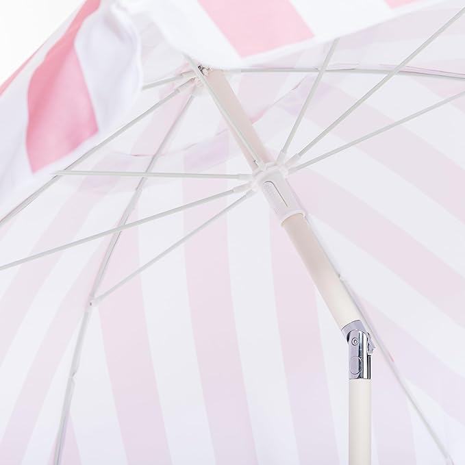 Business & Pleasure Co. Margaritaville Manana Umbrella - 6.5' Beach Umbrella Sand Anchor, 7' Tall Telescopic Aluminum Pole, UPF 50+